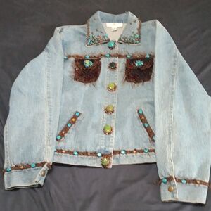 Mary Frances Beaded Jean Jacket